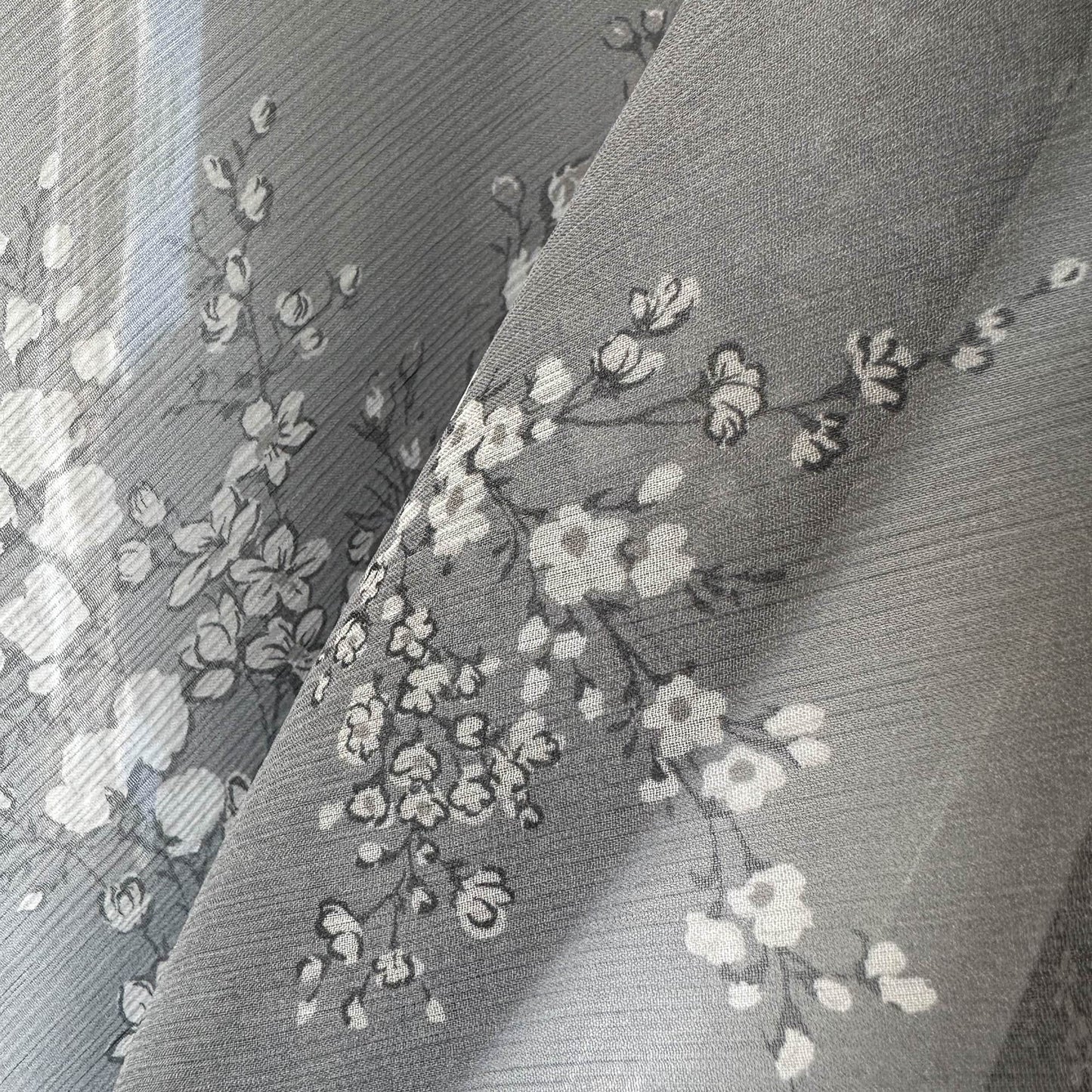 Floral Silk Chiffon in Gray