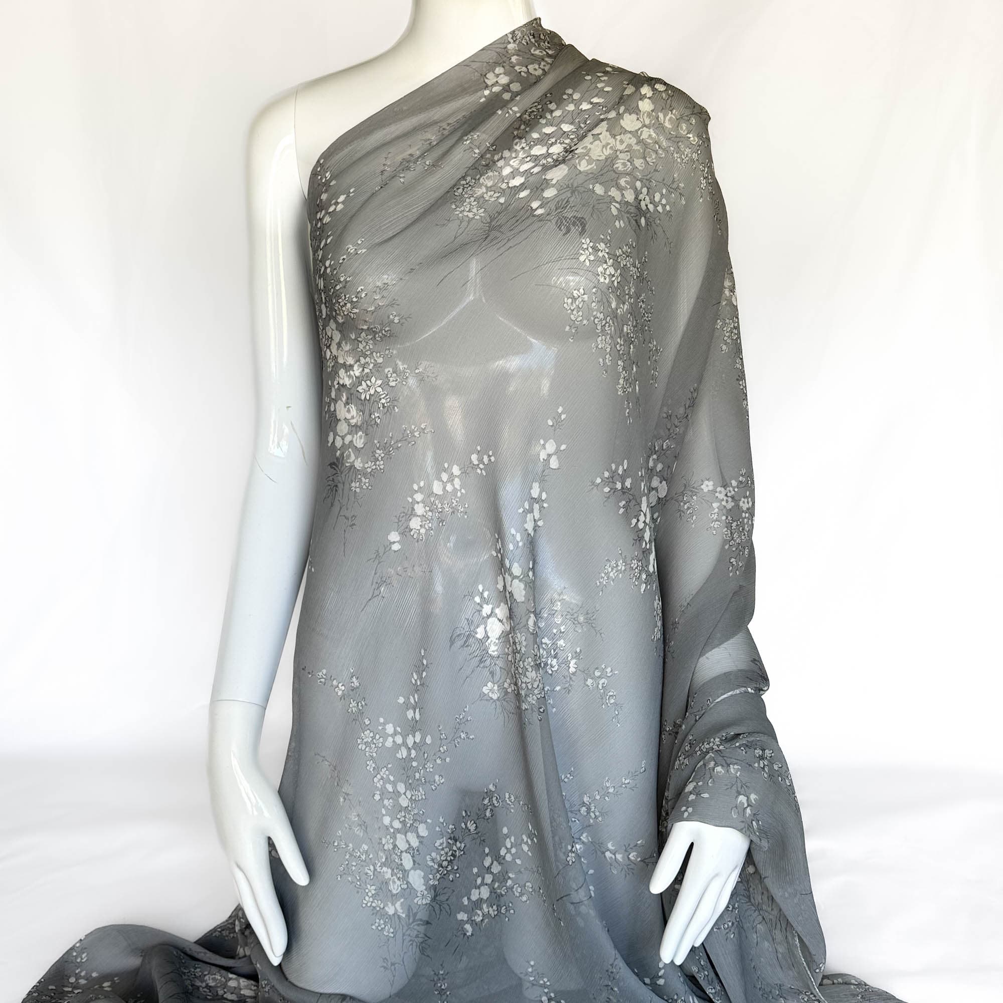 Floral Silk Chiffon in Gray