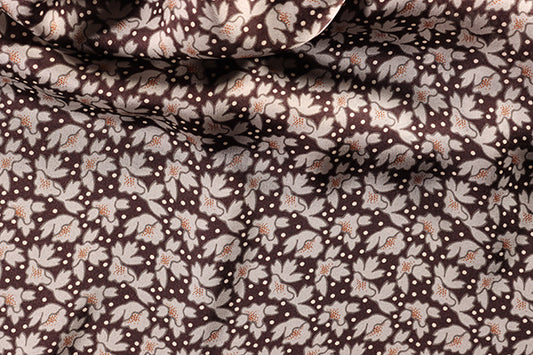 Brown Floral Silk Satin