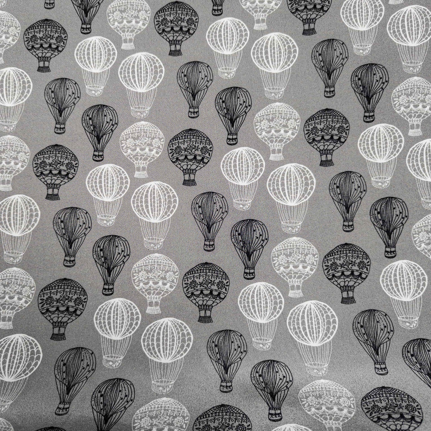 Grey, White and Black Hot Air Balloons Silk