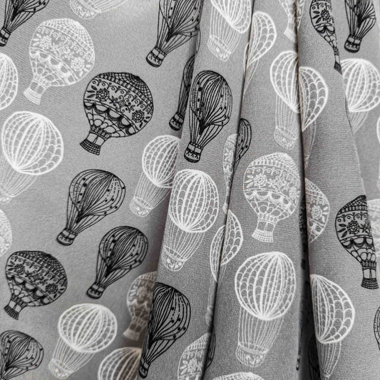 Silk Print with Hot Air Balloon Motif